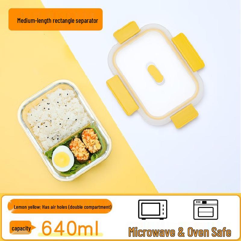 Xitianlong 640ml Microwaveable Divided Glass Lunch Box