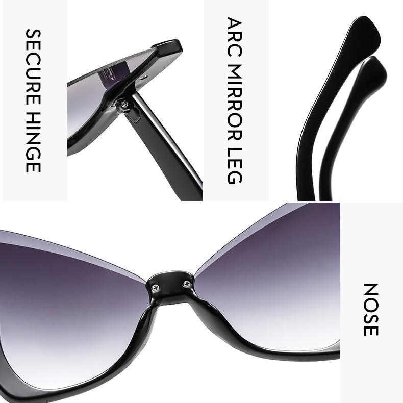 Ladies sunglasses, fashionable butterfly half-frame sunglasses