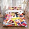 3-teiliges Sailor Moon Bettwäsche-Set mit Usagi Tsukino und ihren Freunden, Enthält 1 Bettbezug und 2 Kissenbezüge, Ohne Füllung, Weich und Bequem