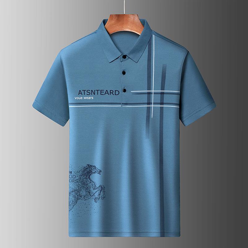 Herren Kurzarm T-Shirt Revers Poloshirt Mittel Locker Halbarm Business Casual Atmungsaktiv Bedruckt Unterhemd