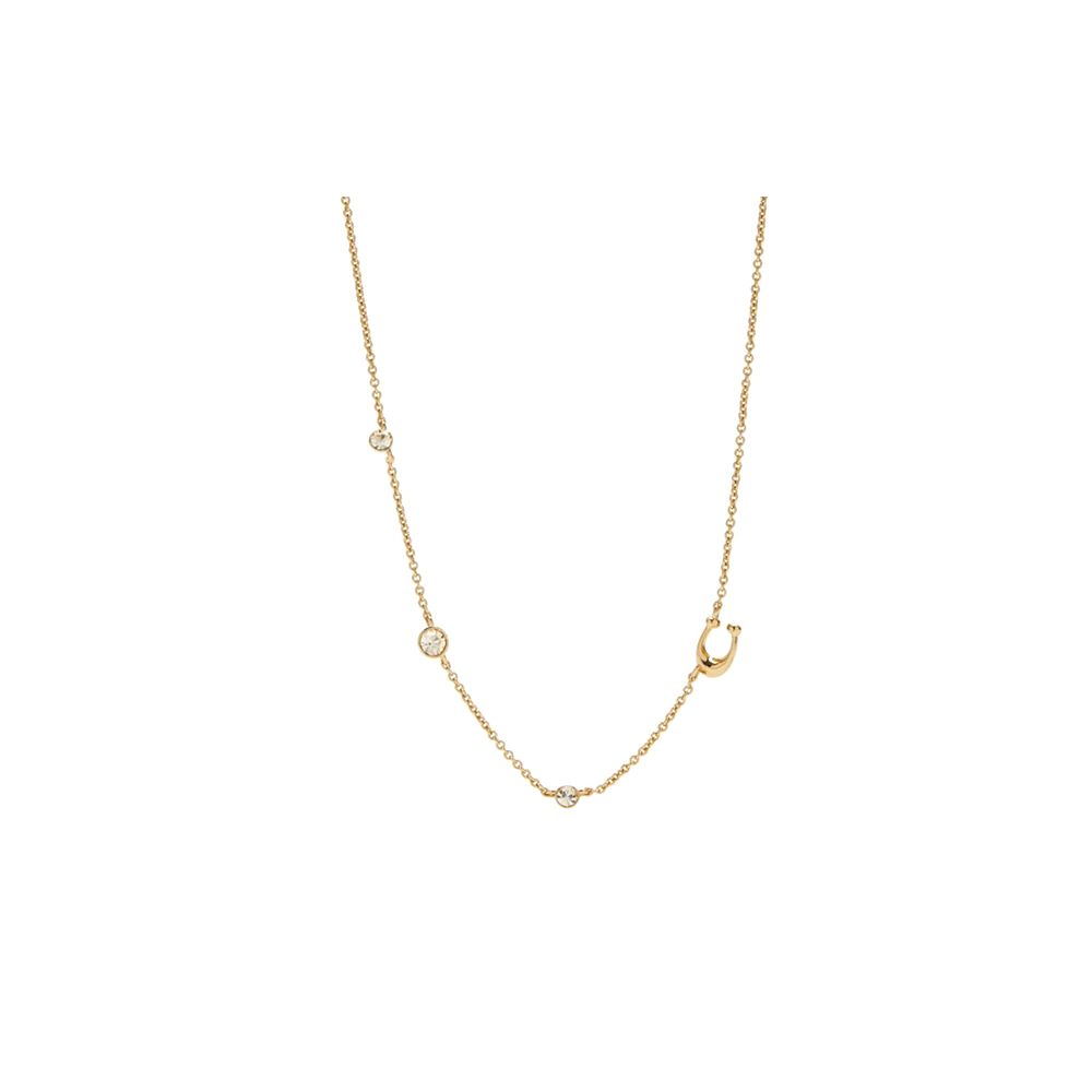 Coach Fine Jewelry Exquisite Letter Zircon Brass Plated Precious Metal Glass Necklace Women necklace Gold C9448-GLD One Size