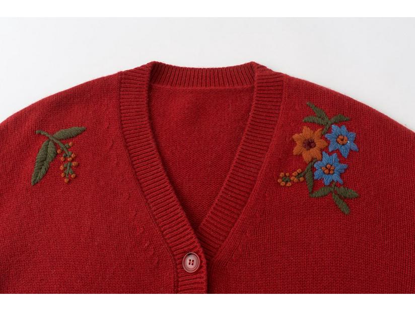 Handmade Embroidered Cashmere Sweater Cardigan - Autumn/Winter Fashion Knitwear