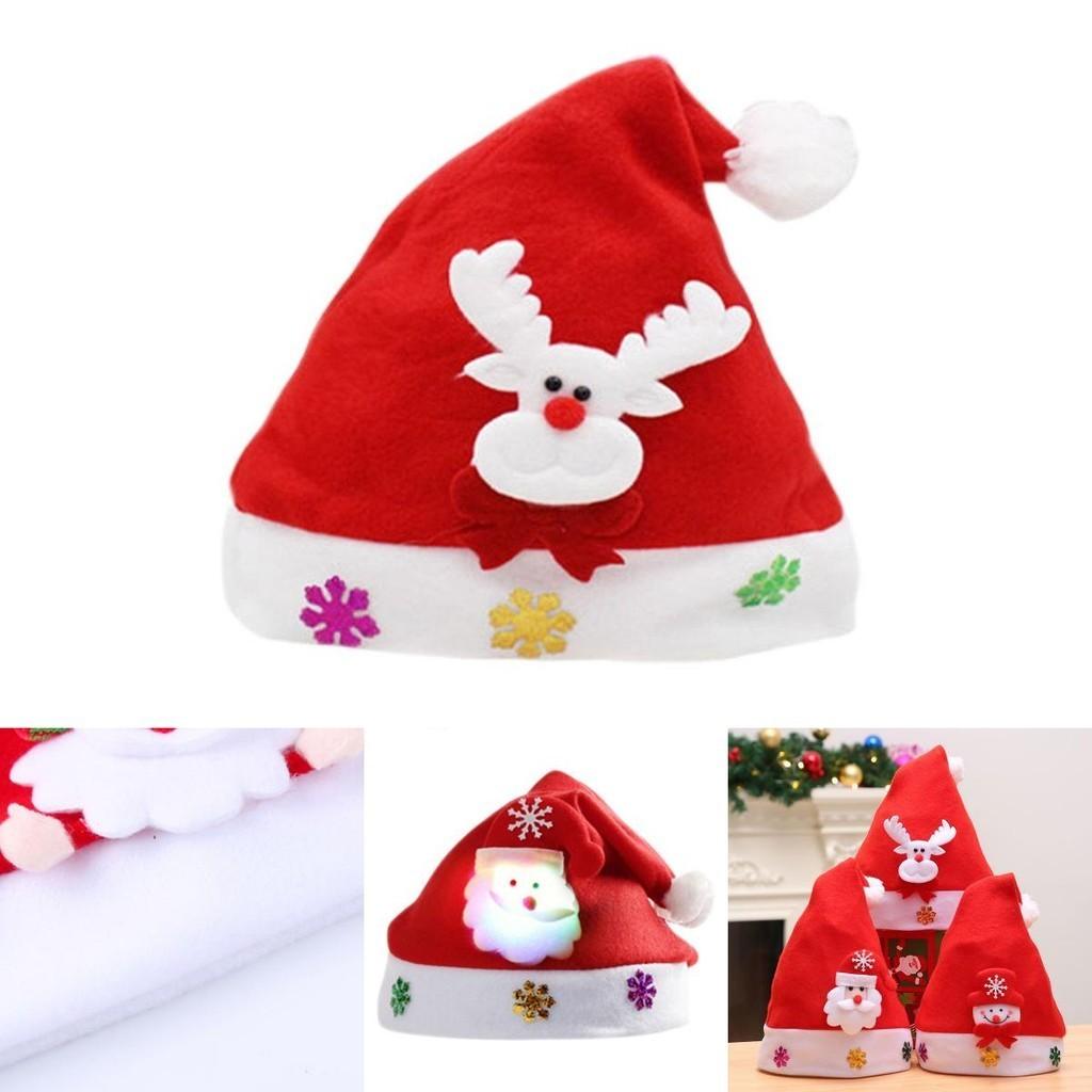 Festive Led Light Kids And Adult Christmas Hat Featuring Santa Claus Snowman Design