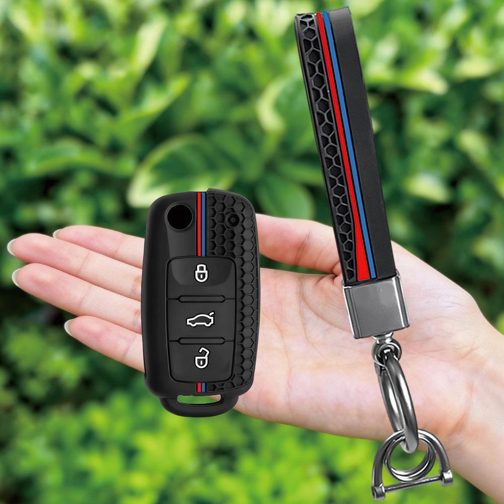 Keychain Silicone Car Key Case Cover For VW UP Polo Golf 6 Passat B5 Touran Caravelle Jetta Caddy Touareg Skoda Fabia Octavia A5