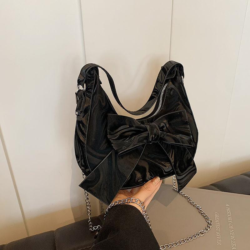 

Стильная женская сумка-тоут с бантом большой вместимости модных черного, белого, розового и серебристого цветов чёрный