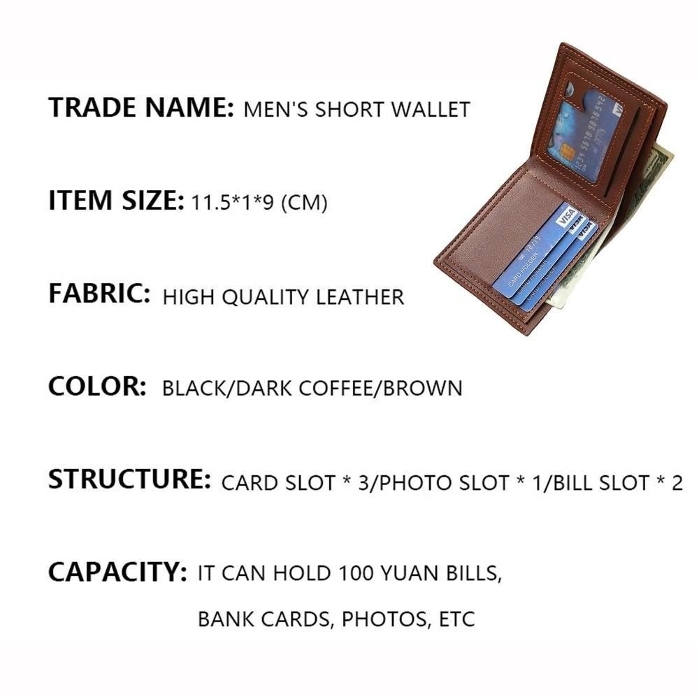 Large Capacity Male Leather Purse PU Leather ID Card Holder Portable Pocket Purse  Daily Use