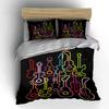 Colorful Neon Guitar Silhouettes. Bedding Sets Duvet Cover Sets Duvet Covers Pillowcases(1 * Duvet Cover 2 * Pillowcases Without Duvet Insert)