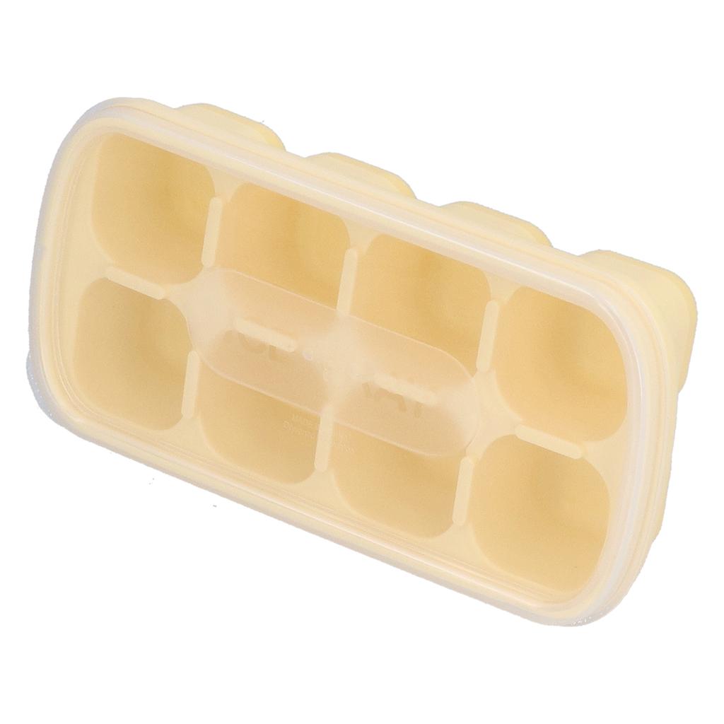8 Grid Ice Cube Tray with Lid Food Grade Household Ice Cube Mold for Home KitchenYellow