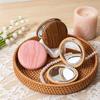 Wooden Grain Handheld Makeup Mirror, Portable Travel Double-sided Vanity Mirror, High Clarity Pocket Cosmetic Mirror for Women Girls
