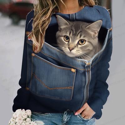 Funny Cat Print Hoodie Women Fashion Hoodies Sportwear Sweatshirts Animal Coats Women Sweats Kawaii Tracksuits Women's Clothing