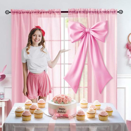 2 Pcs Bow Decor Large And Small Satin Bow Ribbon Tie Room Backdrop Wall Decor for Bachelorette Baby Shower Bridal Shower Birthday Decoration