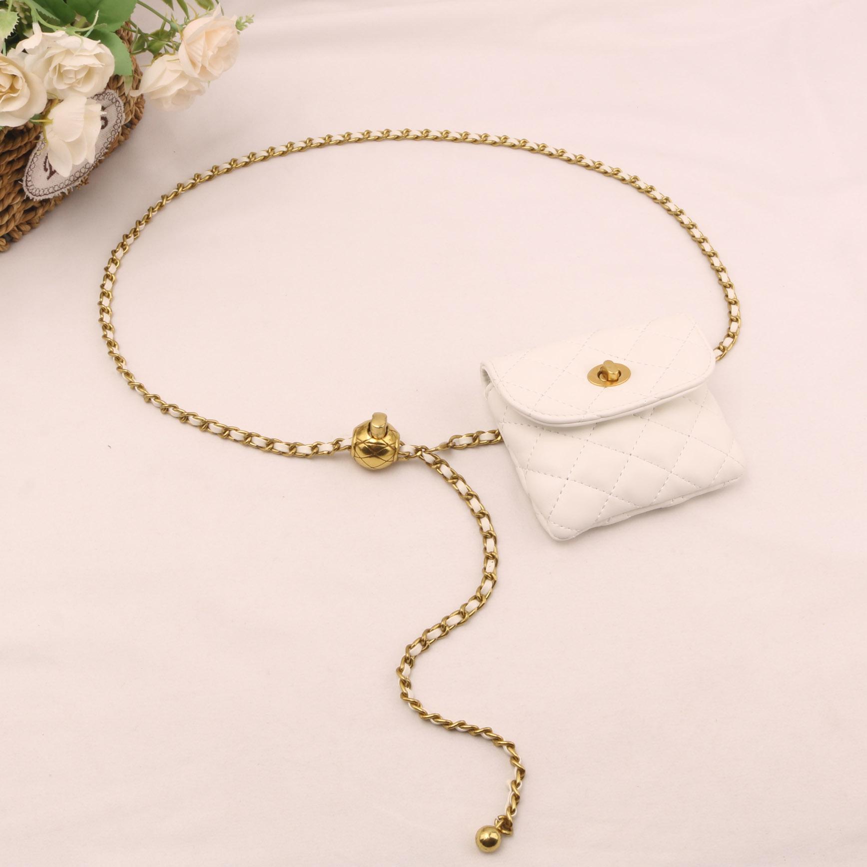 

Кожаная поясная сумка с цепочкой и ремнем через плечо, женская сумка через плечо, кошелек на талии, модная поясная сумка, съемный поясной ремень Play белый