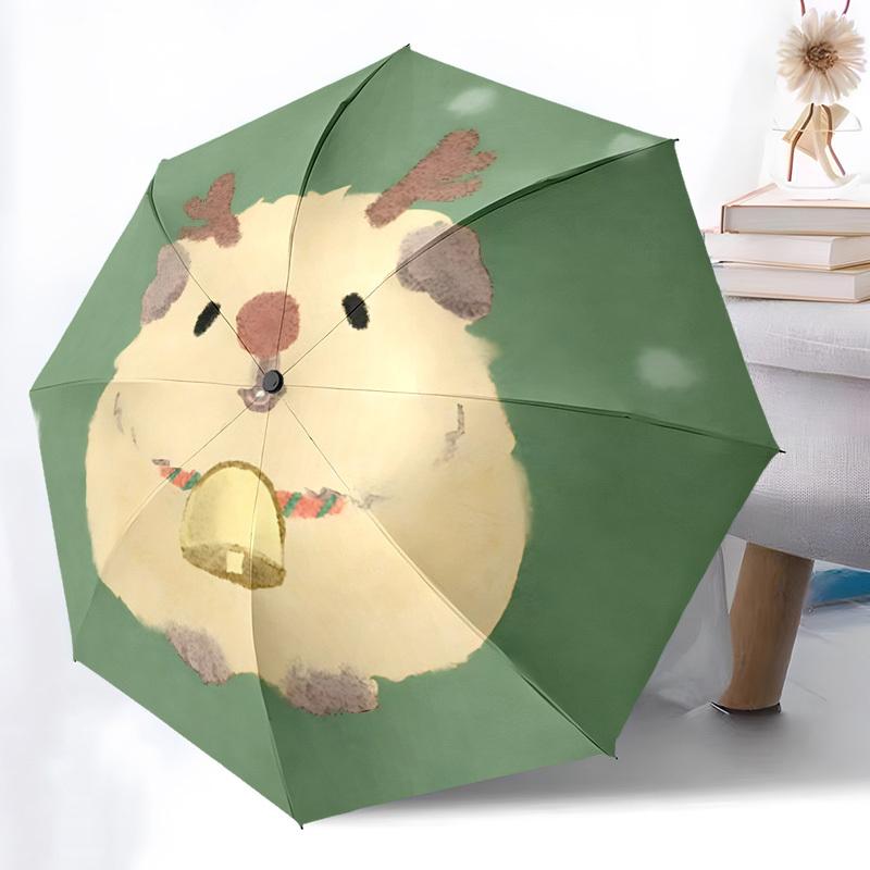 1pc Reindeer HamsterAutomatic Open/close Folding Umbrella, Compact Portable Travel Umbrella, Perfect Birthday/Holiday, Cute Umbrella y003