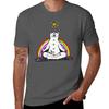 Meditating Cat  The Rainbow Warrior Tshirt Daily Work Short Sleeve Top