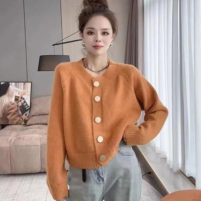 French Cardigan Single Breasted Sweater for Women Autumn and Winter 2023 Solid Long Sleeve Versatile Knitted Sweater Female