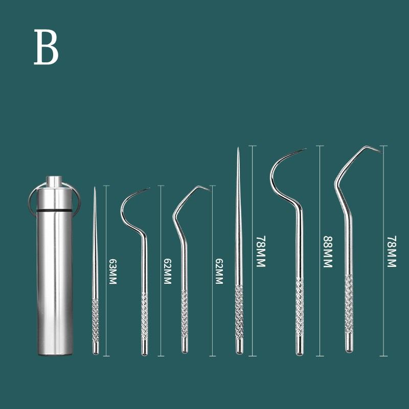 

Набор зубочисток из нержавеющей стали, зубная нить, многоразовые зубочистки, портативная зубочистка, средство для чистки зубов, чистка полости рта