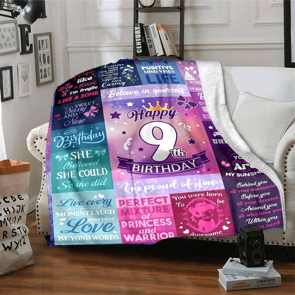 9Th Birthday Celebration Cozy Blanket Warmthful Decor for Sofa Couch Office Bed Picnics All-Season Use Cozy Home Lovers Gifting Relatives Y24