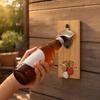 Bamboo Magnetic Bottle Opener, Wall Mount Beer Cap Catcher with Strong Magnet, Rustic Wood Fridge Opener for Home Bar