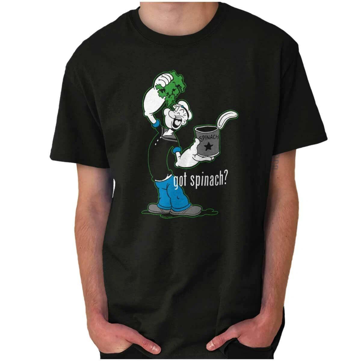 

Vintage Popeye Cartoon Workout Fitness Gift Womens or Mens Crewneck T Shirt Tee 4XL