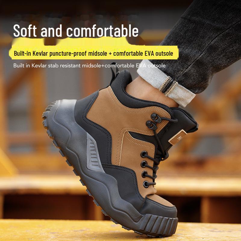 Men's Lightweight Steel Toe Safety Shoes: Anti-Smash, Anti-Puncture, Breathable, Fashionable, and Wear-Resistant Work Footwear.