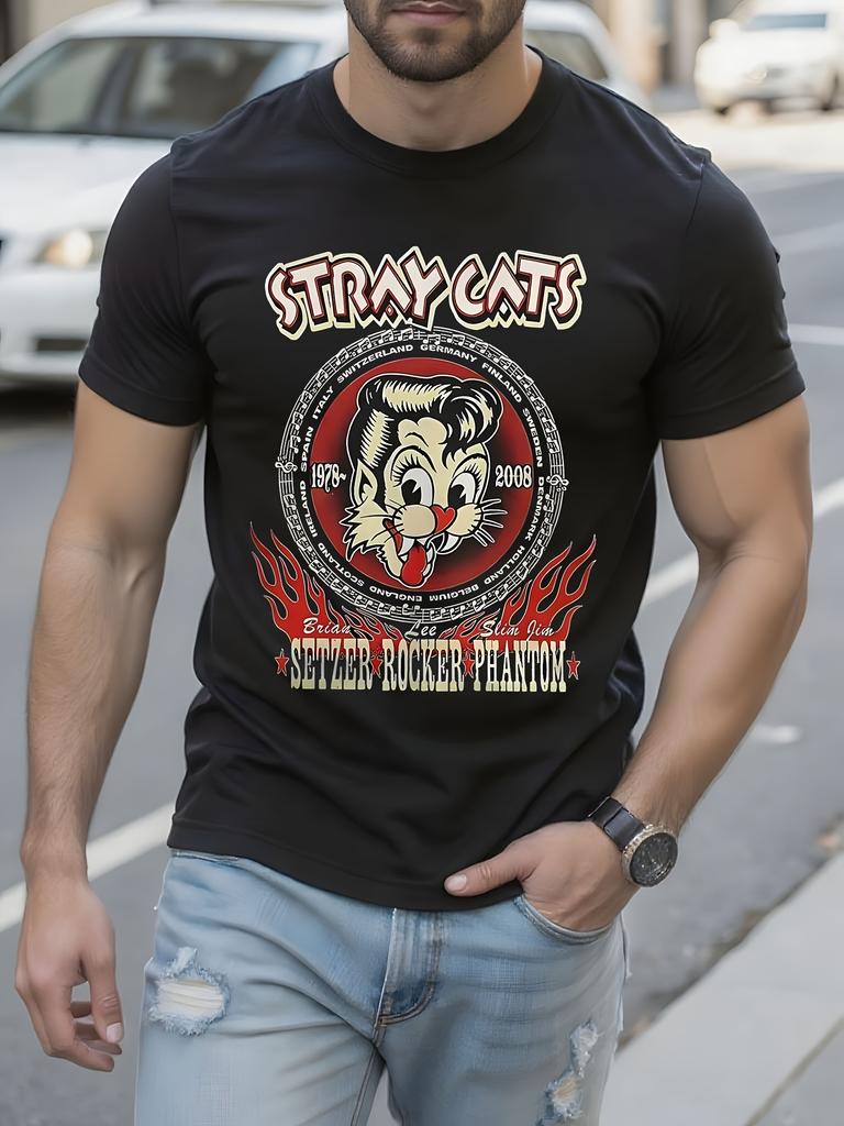 T-shirt Vintage T-shirt Vintage STRAY CATS Rock Band - Nera...