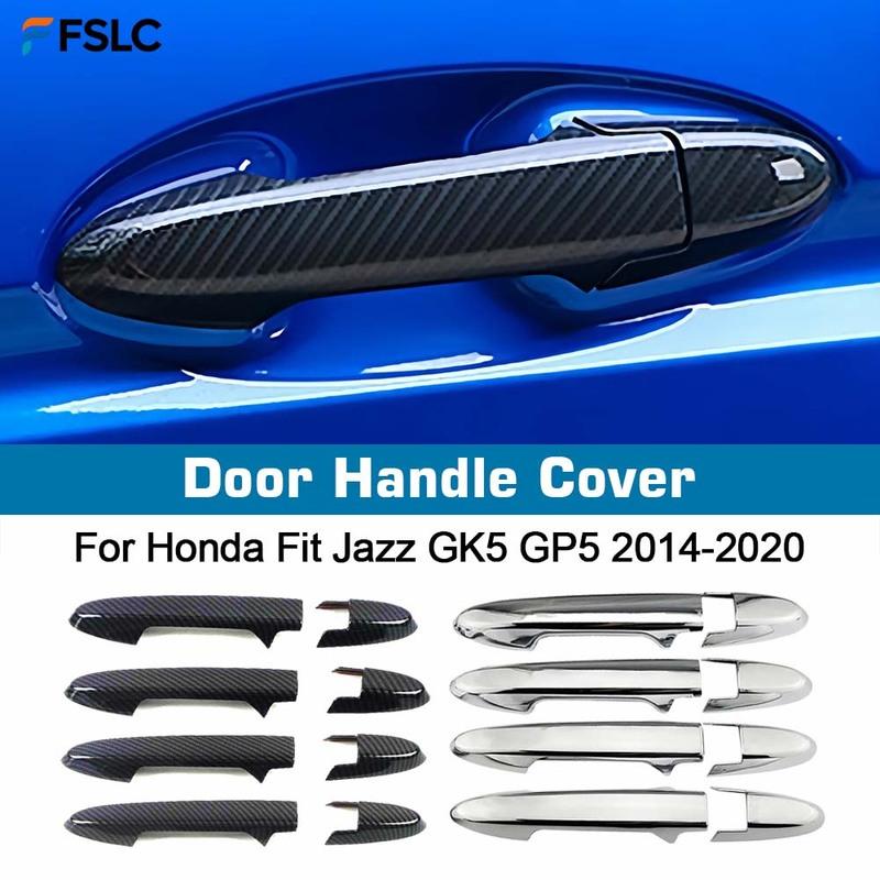 Door Handle Cover For Honda Jazz Fit GK5 GP5 2014- Carbon Fiber Color Modify Refit Chrome Decoration Trim Decor Sticker
