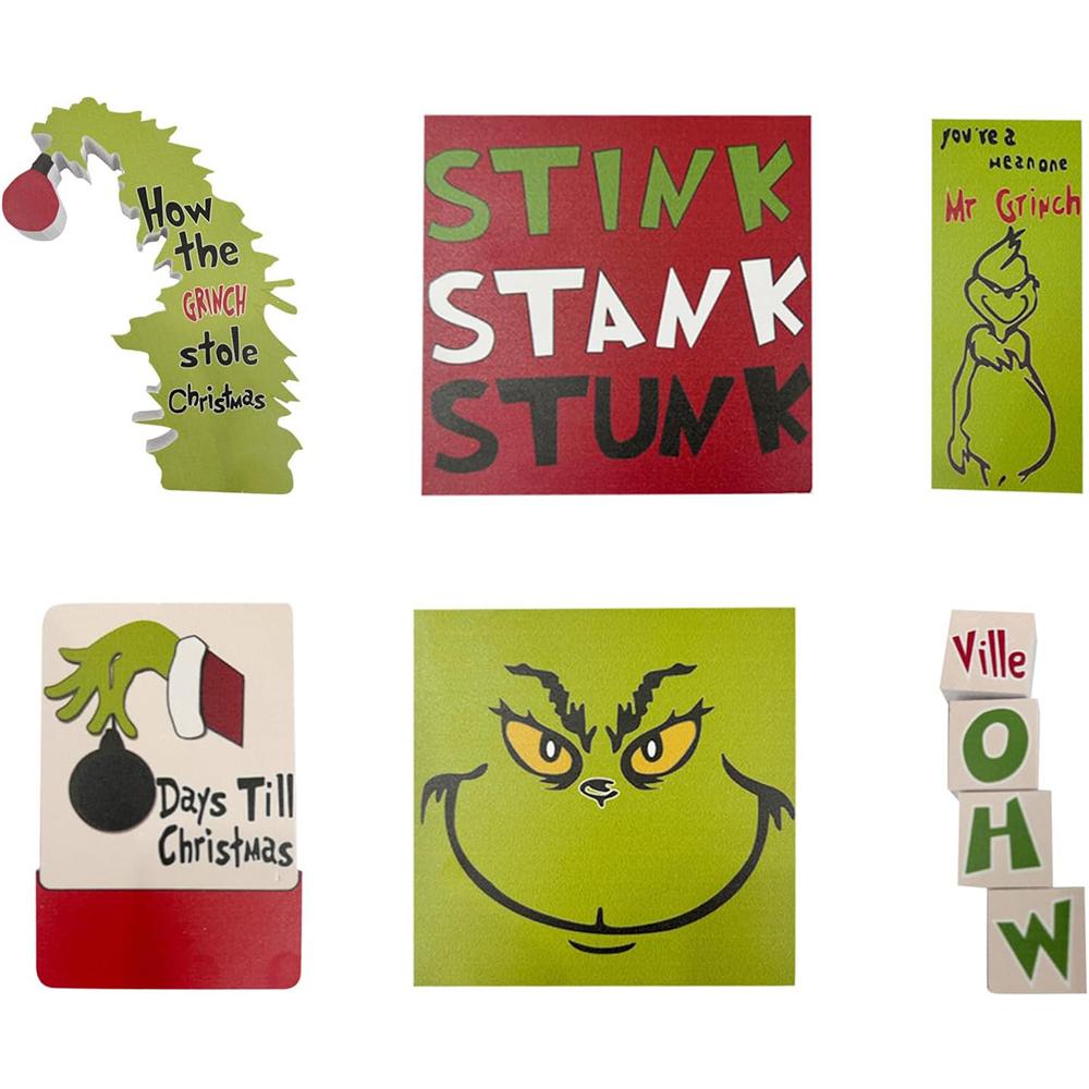 

6Pcs Christmas Tiered Tray Decor Wooden Signs For Xmas Kitchen Decor