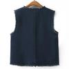 Vest Denim Women Summer Cotton Vest Oversize Solid Color Plus Size Casual Sleeveless Coat Buttons Vest