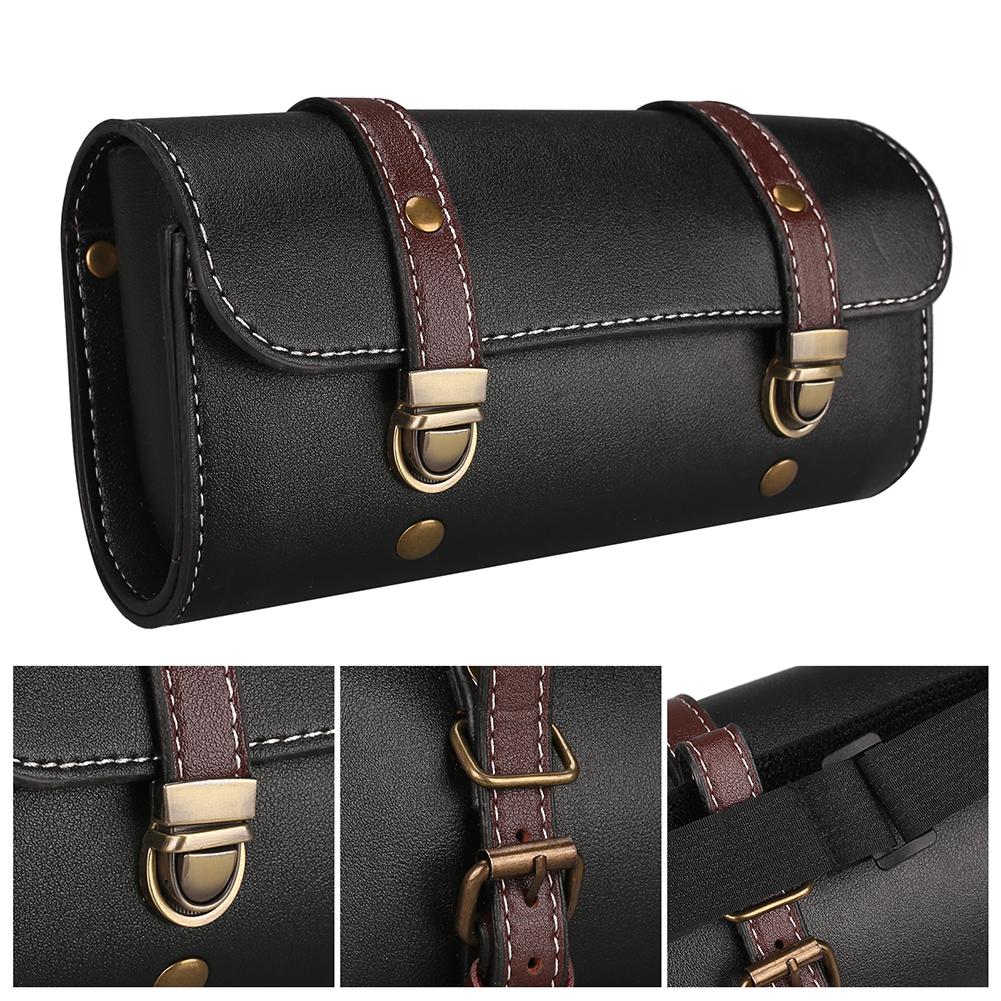 Motorcycle Front Fork Tool Bag Faux Leather Universal Handlebar Roll Bag Waterproof Fit For Harley Sportster Kawasaki Yamaha