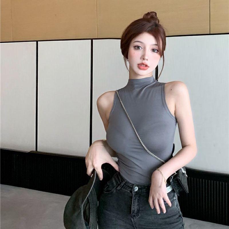 Sexy tílko Solid Halter Crop Tops Ženy Léto Camis Rolák Košilka Móda Ležérní Trubice Dámská Ustřižená vesta bez rukávů