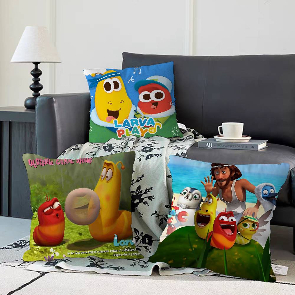 NIEDLICH Cartoon L-Larve Kissenbezug Abnehmbar Waschbar Kissenbezug – Ganzjährig Weiches Leinen