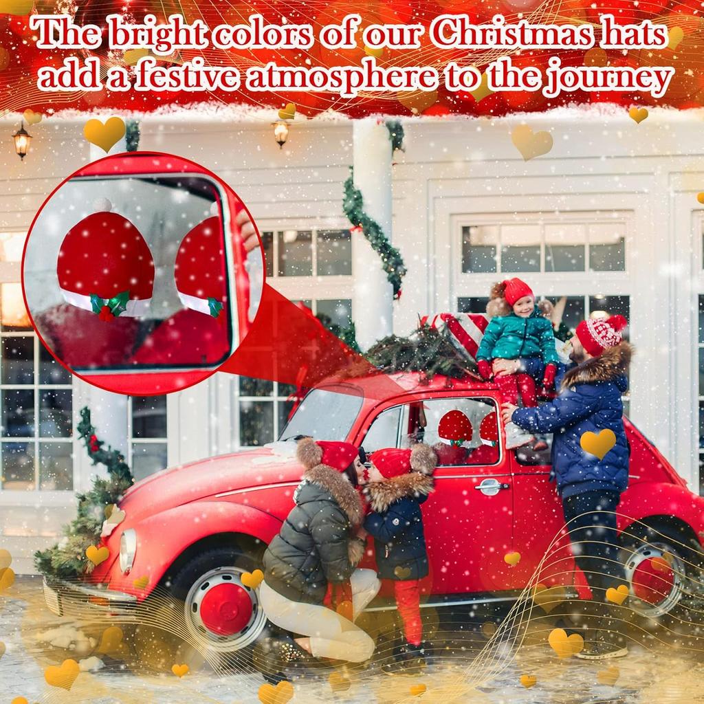 4 Pieces LED Santa Claus Hat Car Seat Headrest Covers Colorful Light Christmas Car Decoration Soft Car Seat Head Rest Cover Protector Interior