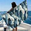 1Pc Japanese Ukiyo-E Wave Beach Towel Large Towel Super Absorbent Suitable For Beach Vacation Pool Gym Summer Gift For Friends