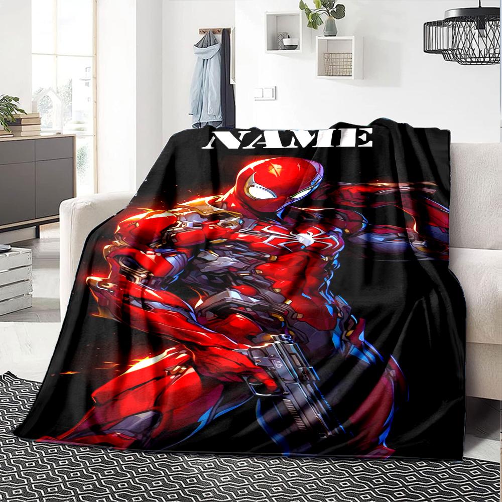 Customiz Name Personality Spider-Man Blanket Soft &Warm Sofa Office Bed Travel Lunch Break Blanket, Gift Suitable All Seasons