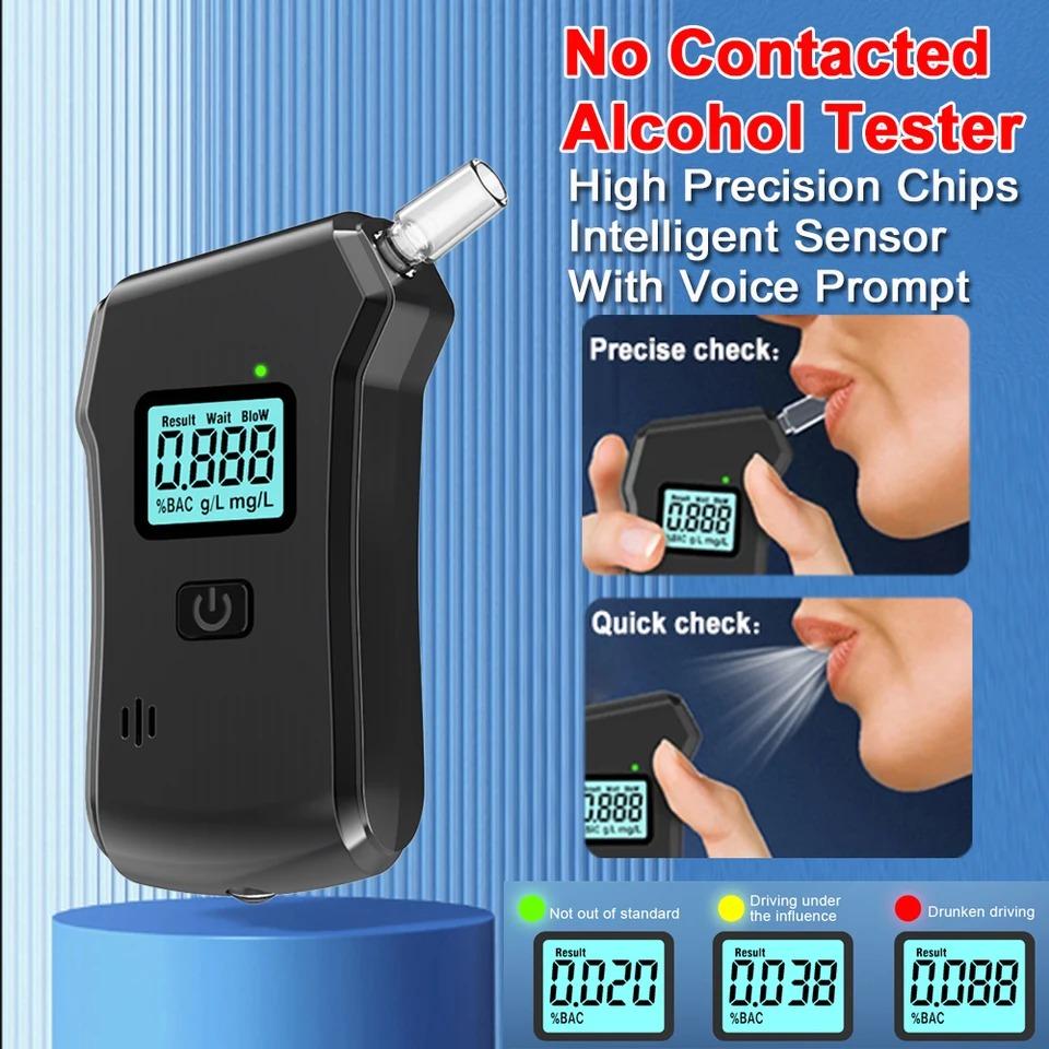 Přenosný digitální alkohol tester s baterkou, profesionální vysoce přesný dechový analyzátor s hlasovým ovládáním