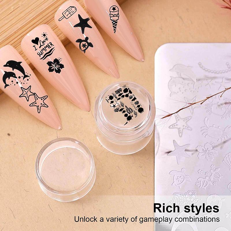 Jelly Silicone Nail Stamper With Scraper Transparent Nail Templates Stamp For Stamping Polish Printing Manicure Tools