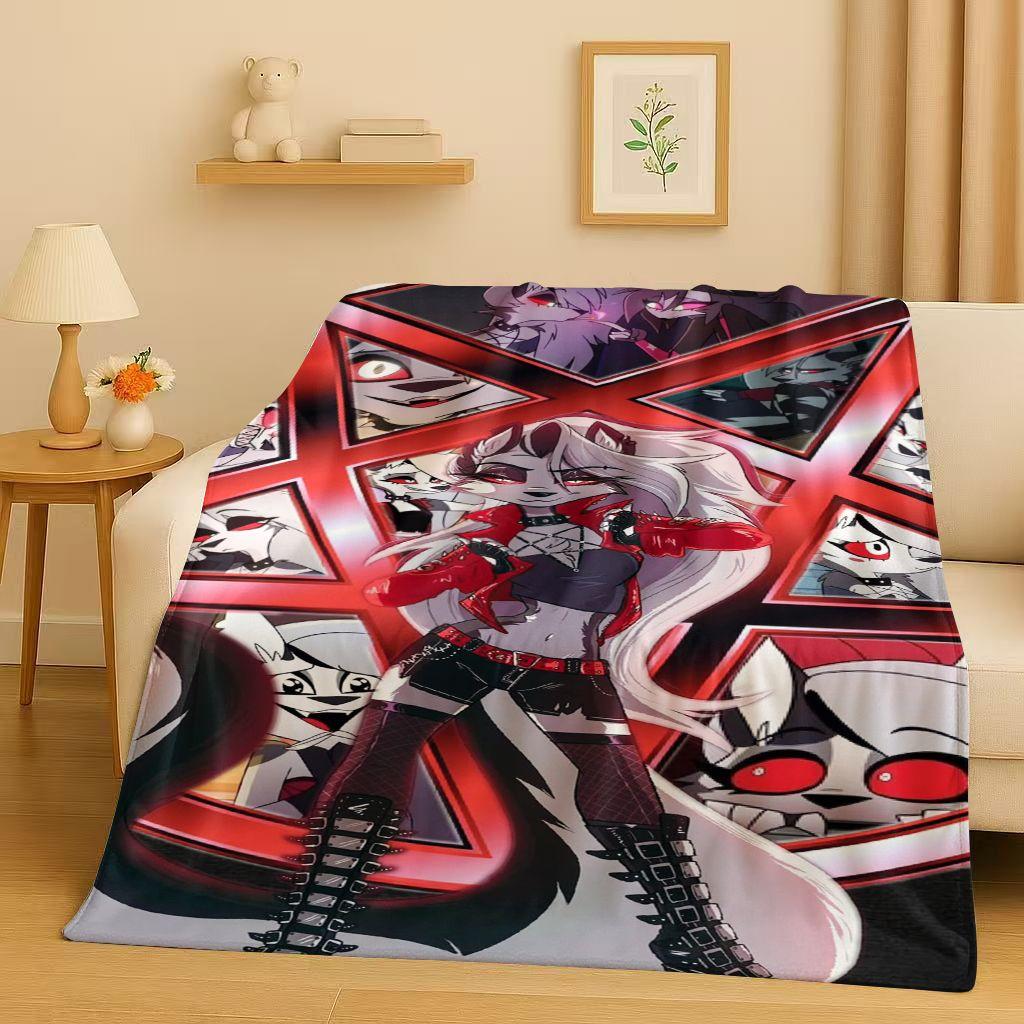 3D Cartoon H-Hazbin Hotel Angel Dust Alastor Flannel Blanket,Soft Warm Plush Throw for Home Bedroom Bed Sofa Cover Office Gift