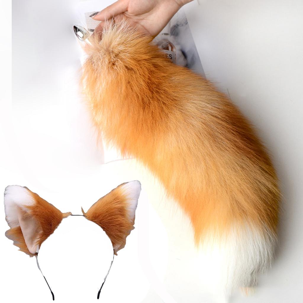 Liščí uši a anální kolík s ocasem Sexuální hračky pro ženy Hladký anální kolík Dlouhý ocas SM Cospaly Hra pro páry Erotické hračky pro dospělé