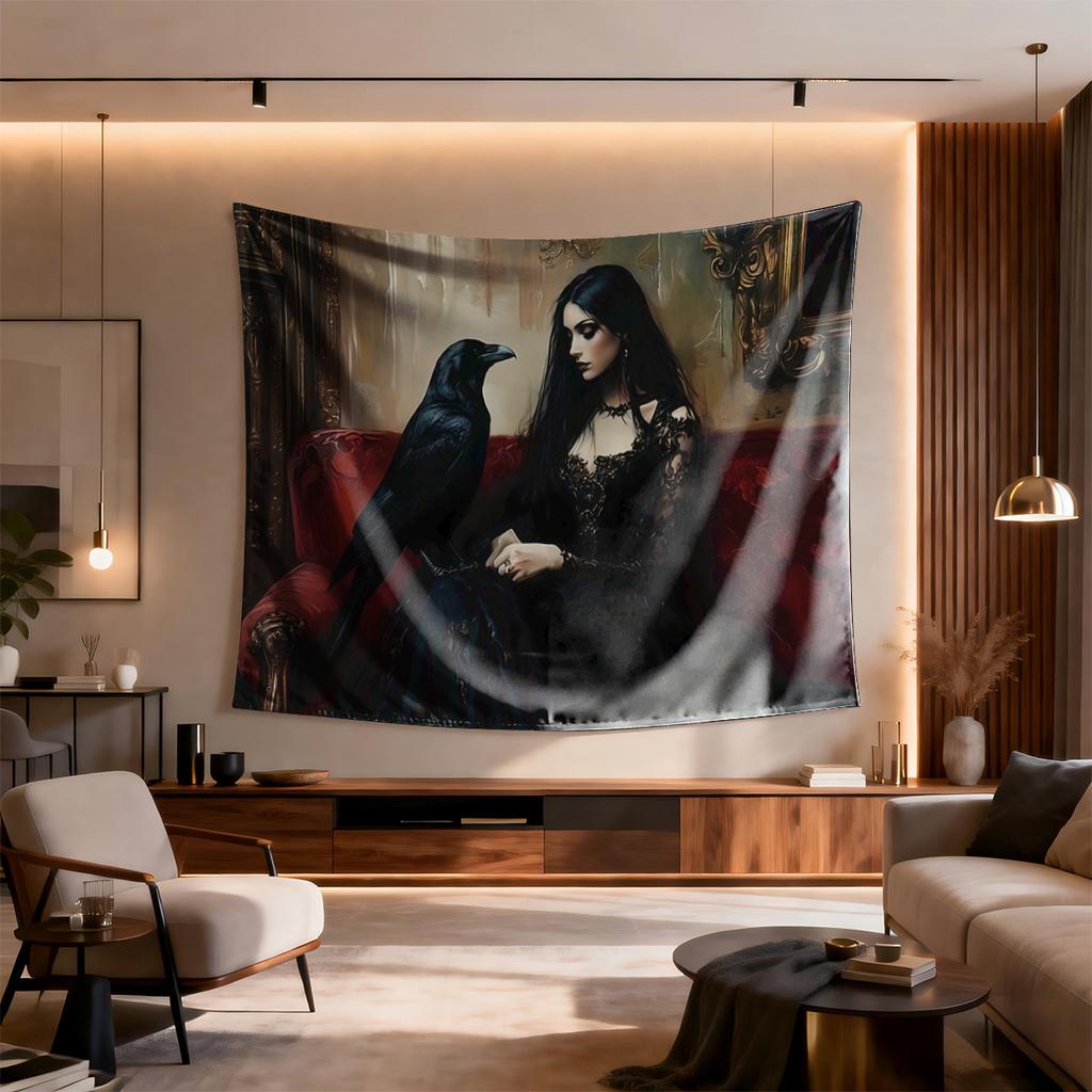 Gothic dark aesthetic Digital printing polyester wall tapestry suitable for use in living rooms bedrooms offices bars party