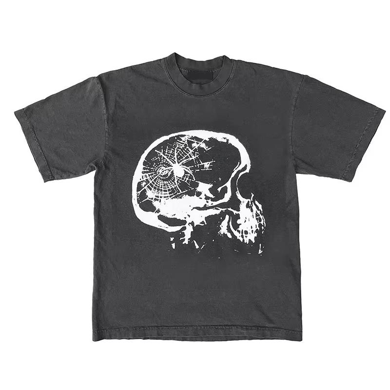 

Hip Hop Gothic Casual Men s Pure Cotton Short Sleeve T-Shirt Punk Handsome Comfortable Streetwear Geometric Print Rock Loose Top 4XL