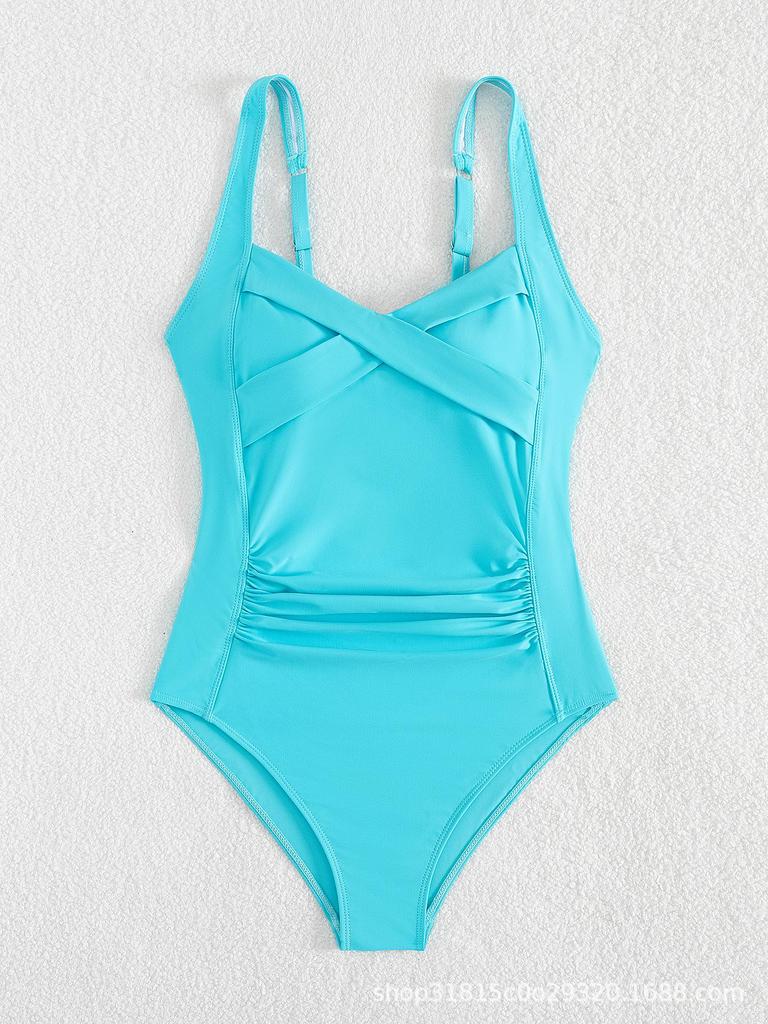 2025 Chic European & American One-Piece Black Swimsuit with Chest Pads - Sexy Women's Beachwear