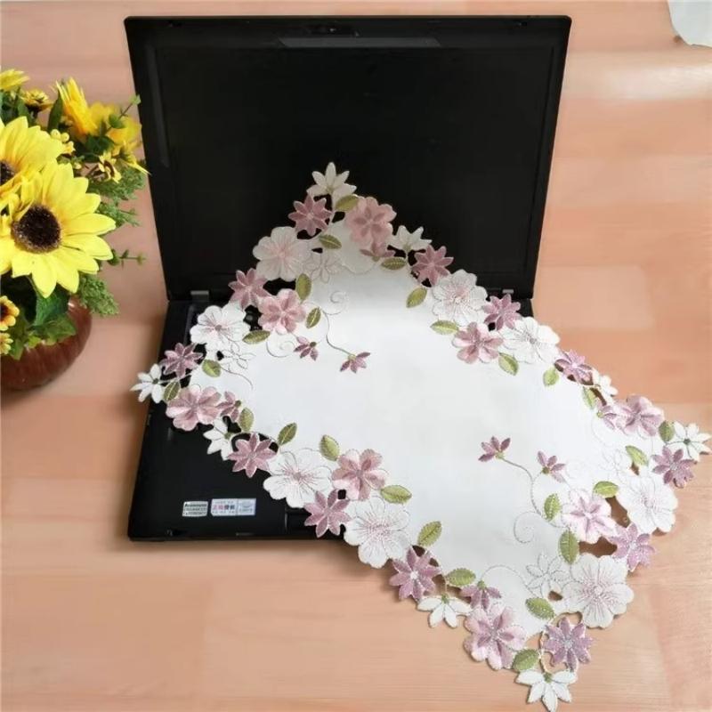 Moderne Stickerei Ausschnitt Handwerk Blume Küche Tisch Matte Tischset Notebook Air Friteuse Ofen Abdeckung Weihnachten Hochzeit Dekoration