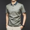 Cool Men'S Short Sleeve T-Shirt Thin Lapel Business Casual Polo Shirt Half Sleeve Striped Top Clothing