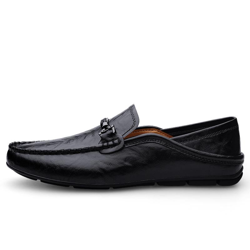 Spring Punching Brown Loafers for Men Simple Genuine Leather Business Formal Soft Soled Shoes High-quality Designer Casual Shoes