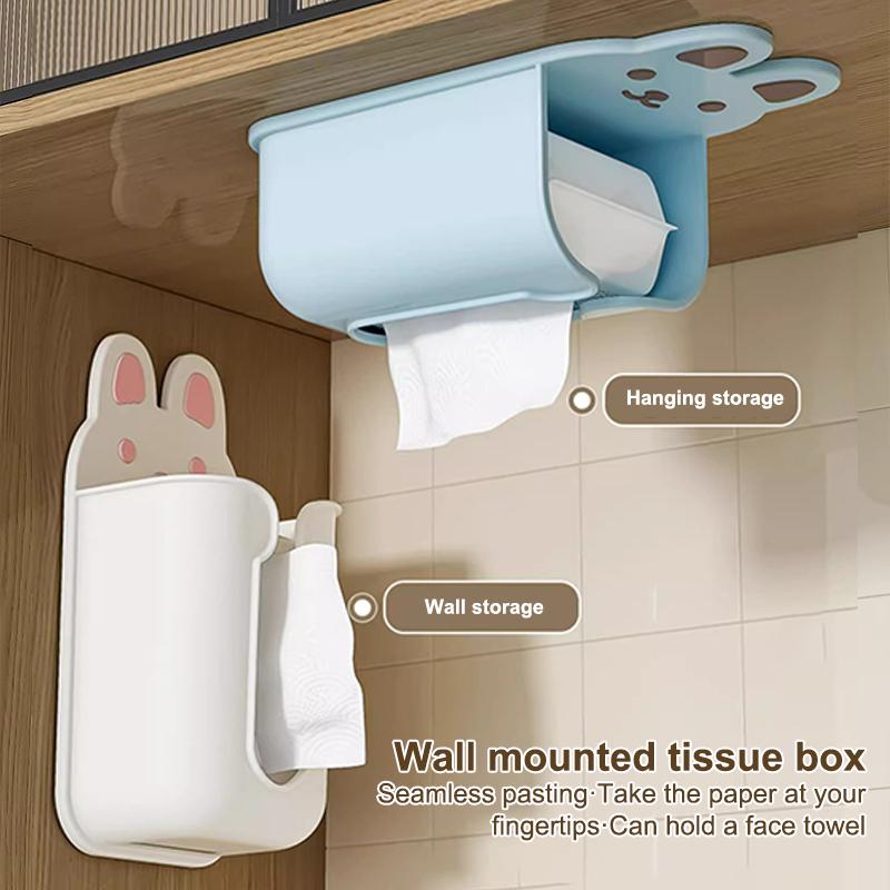 Wall Mounted Tissue Box Aesthetic Cartoon Design Napkin Holder for Bathroom Kitchen Home Decoration