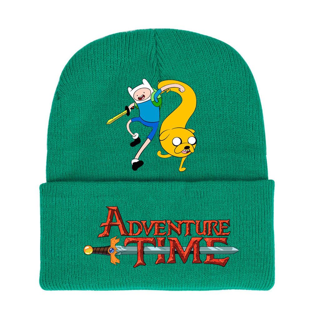Adventure Time Cartoon Print Acrylic Knit Hat Winter Warm Unisex Beanie For Adults Teens