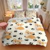 3pcs Corgi, Paw Prints Bedding Set, Breathable And Soft, Suitable for All Seasons Machine Washable, Suitable for Bedroom Decoration,yy250822174