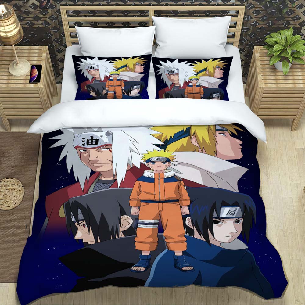 New 3D-Printed Cartoon Anime Uzumaki Naruto Bedding Set – Duvet Cover Set – A Luxurious Gift for Teens, Suitable for Double/Sing