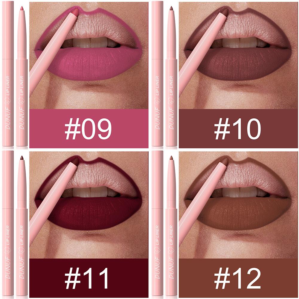 Lipliner in 12 Farben – Langanhaltender und wischfester Lippenstift, geschmeidige und cremige Textur, hochpigmentiert für präzise Lippenkonturierung,