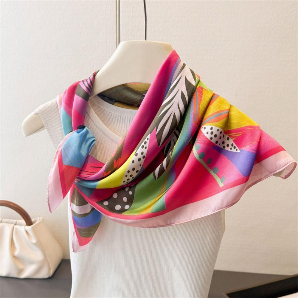 Printed Design Printed Square Scarf Breathable Neckerchief Fashion Beach Shawl For Women
